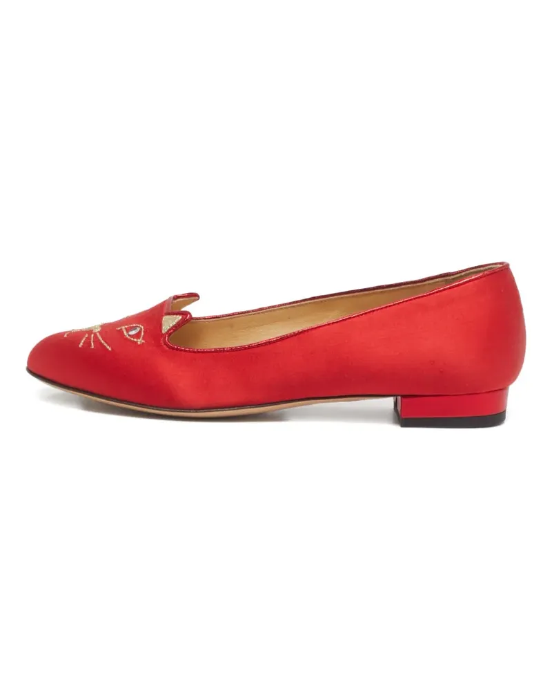 Charlotte Olympia Ballerinas mit Kitty-Stickerei - Rot Rot