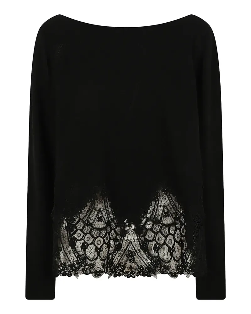 Ermanno Scervino lace-trim cashmere sweater - Schwarz Schwarz