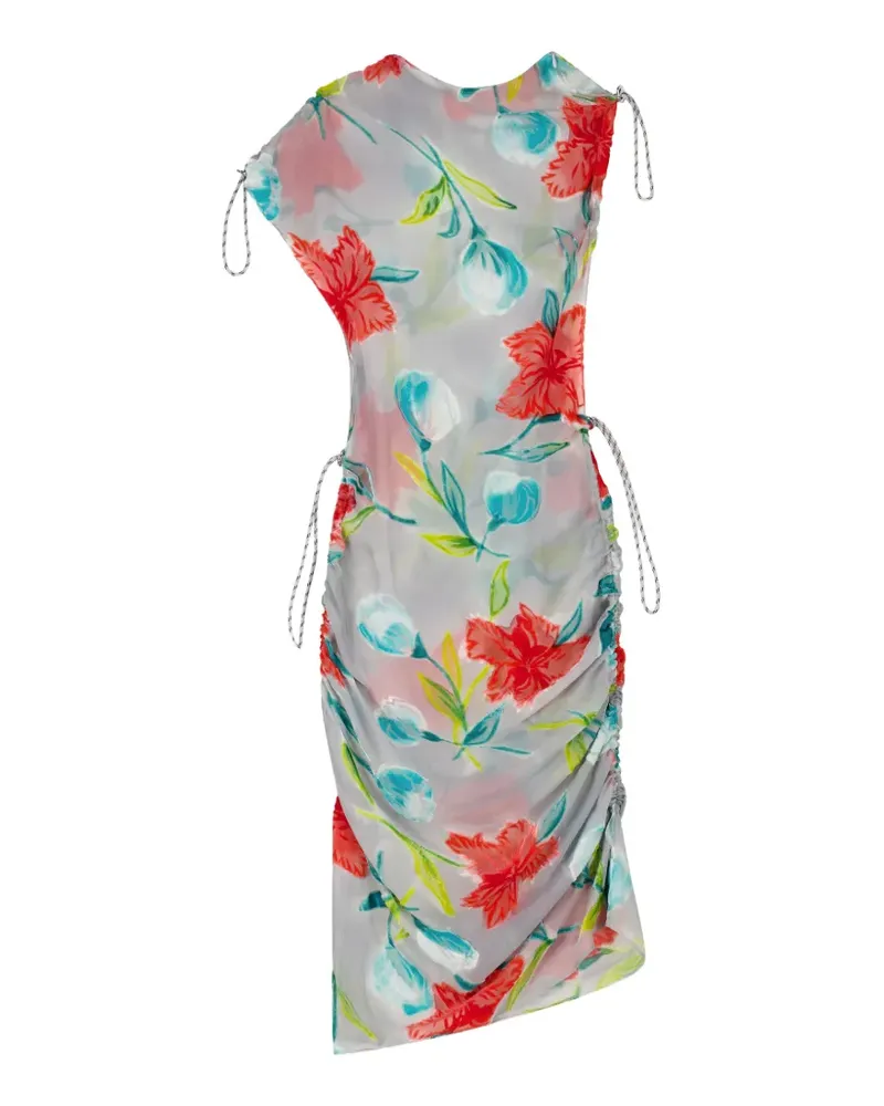 COPERNI floral-print ruched silk midi dress - Grau Grau