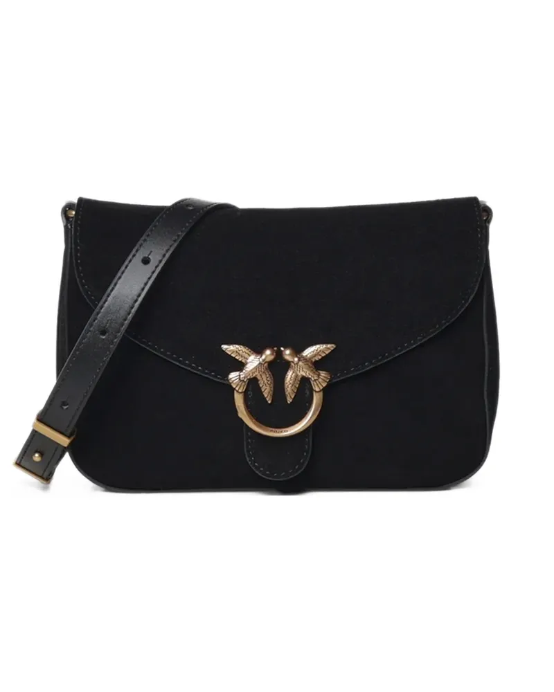Pinko mini Love suede crossbody bag - Schwarz Schwarz