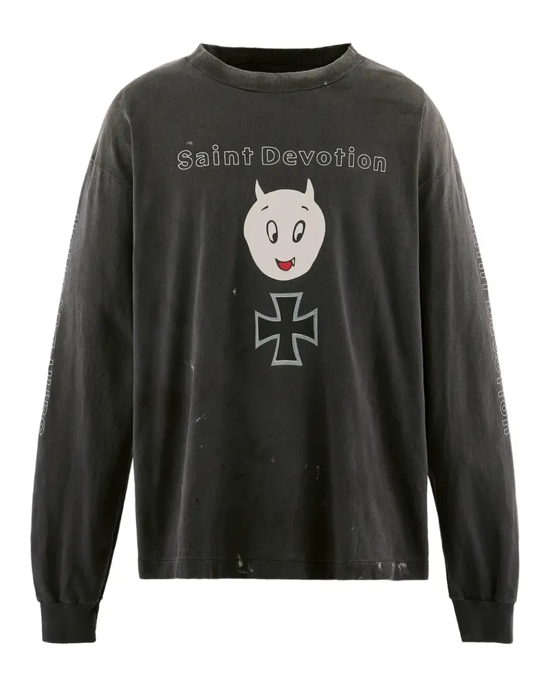 SAINT MXXXXXX long-sleeve graphic-print T-shirt - Grau Grau