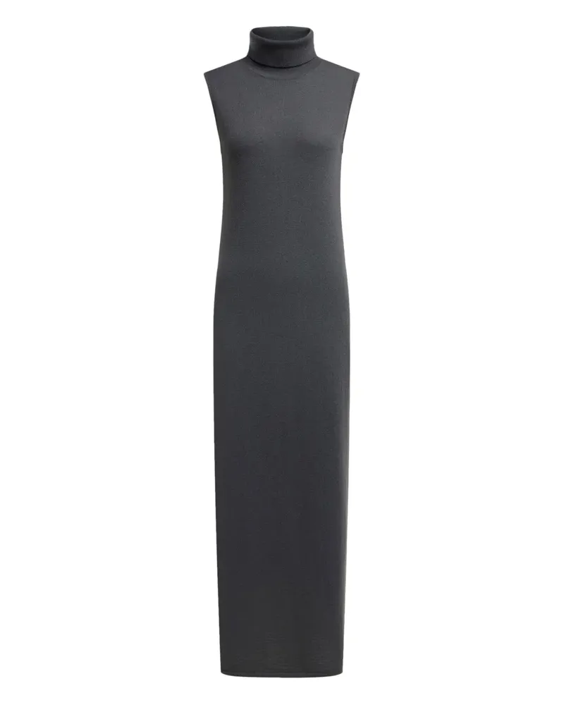 12 STOREEZ Ärmelloses Midikleid mit Rollkragen - Schwarz Schwarz