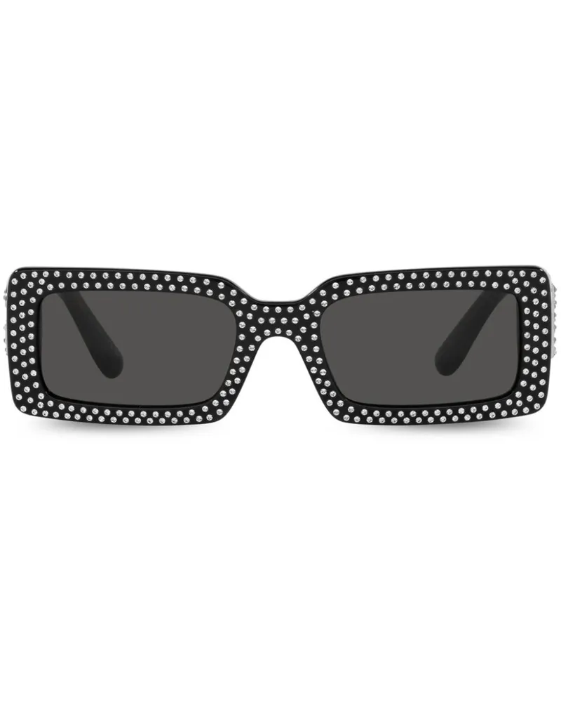 Dolce & Gabbana Eckige Sonnenbrille mit Kristallen - Schwarz Schwarz