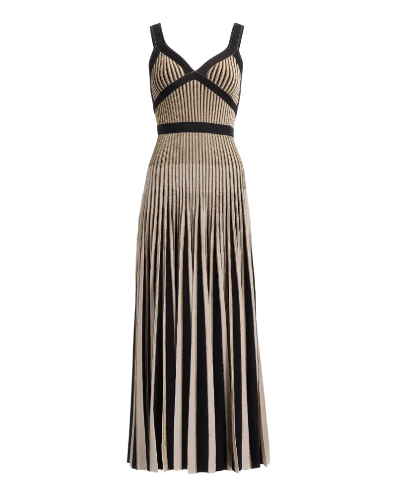 Elie Saab Maxikleid aus geripptem Strick - Gold Gold