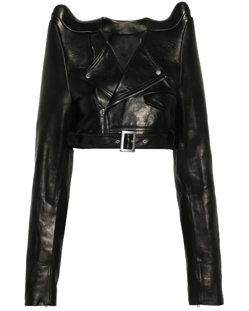 Rick Owens Tex Micro Cropped-Bikerjacke - Schwarz Schwarz
