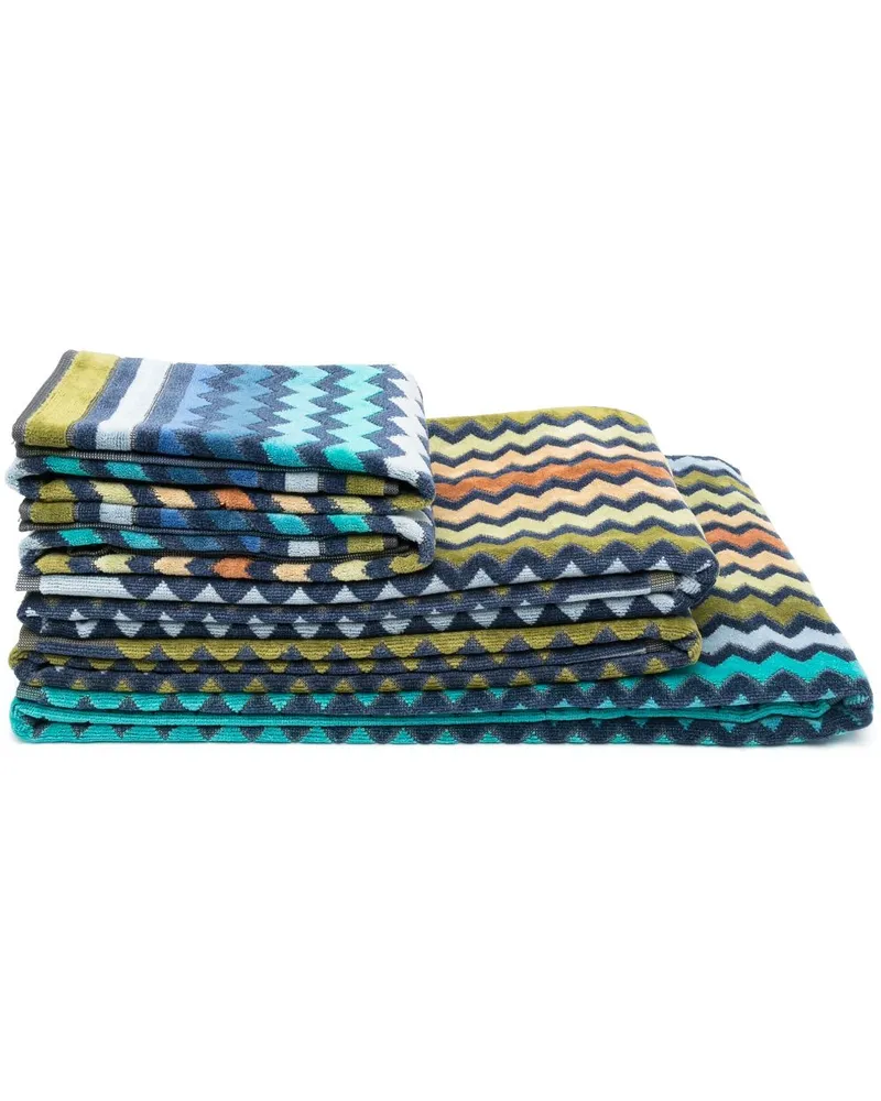Missoni Home Set aus fünf Giacomo Badetüchern - Blau Blau