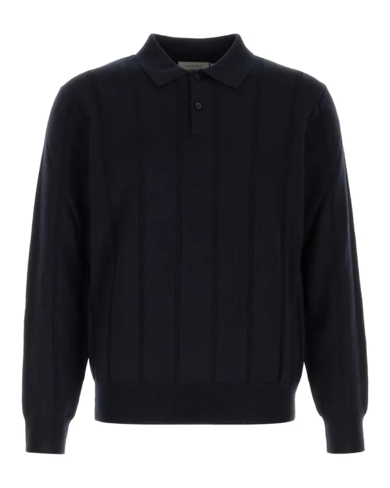 Canali Poloshirt aus geripptem Strick - Blau Blau