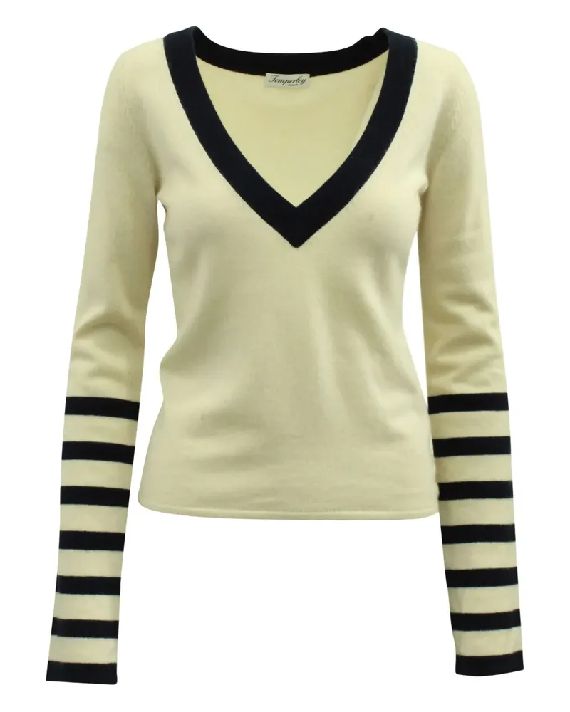Temperley London stripe-detail cashmere sweater - Weiß Weiß
