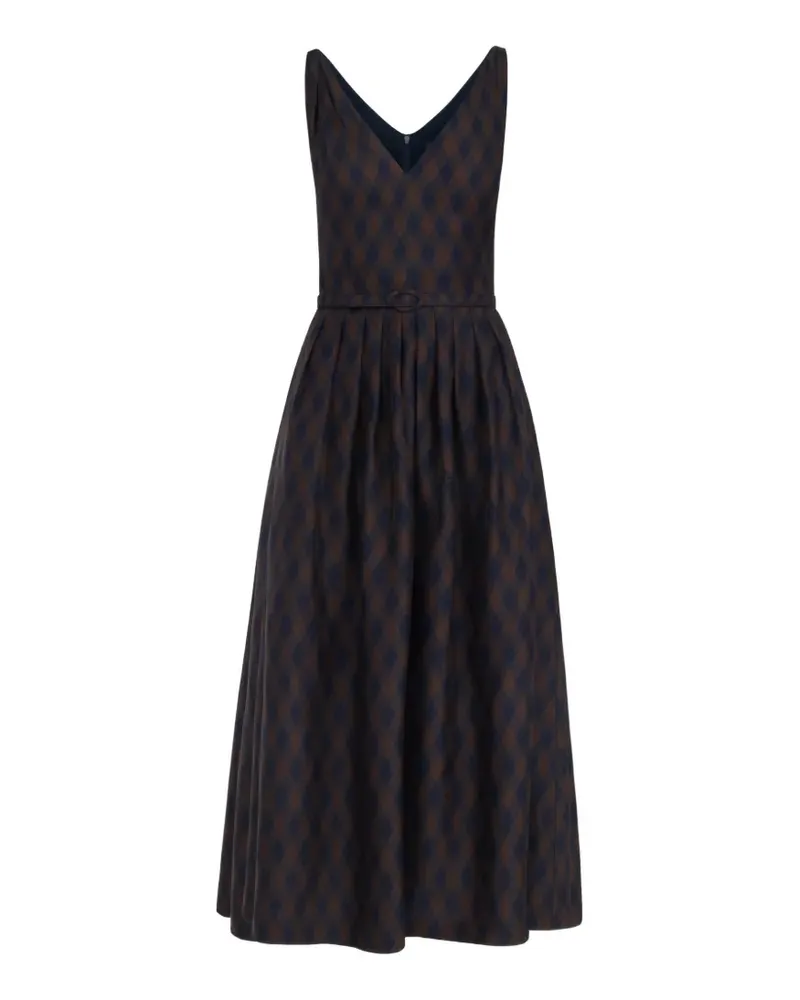 Oscar de la Renta argyle silk twill midi dress - Braun Braun