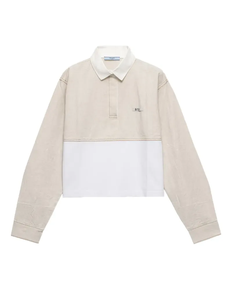 Prada chambray and jersey polo shirt - Nude Nude