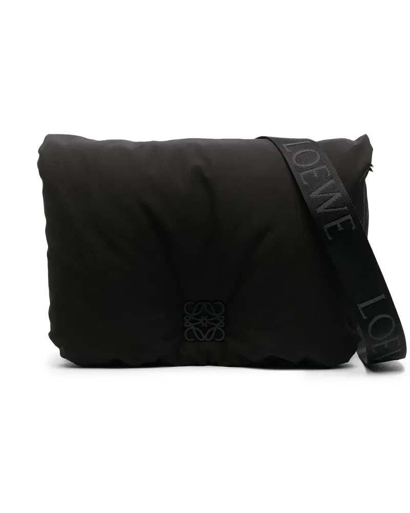 Loewe Gepolsterte Schultertasche mit Logo-Schild - Schwarz Schwarz