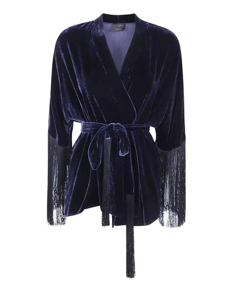 Antonelli Firenze Cardigan mit Fransen - Blau Blau