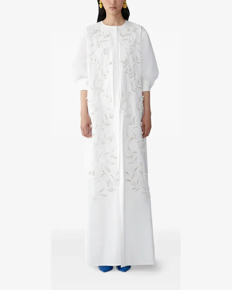 Carolina Herrera New York Geknöpftes Maxikleid mit Stickerei - Weiß Weiß