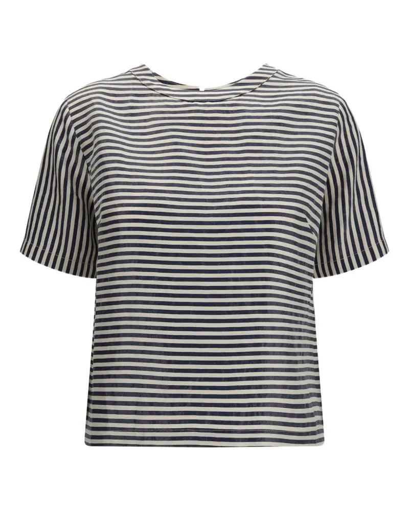 CRUNA striped button-back T-shirt - Nude Nude