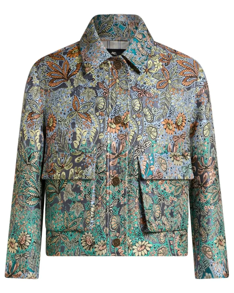 Etro Jacquard-Jacke mit Blumenmuster - Blau Blau
