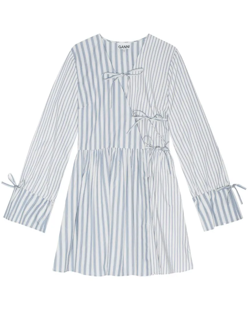 Ganni Gewickeltes Minikleid mit Streifen-Print - Grau Grau