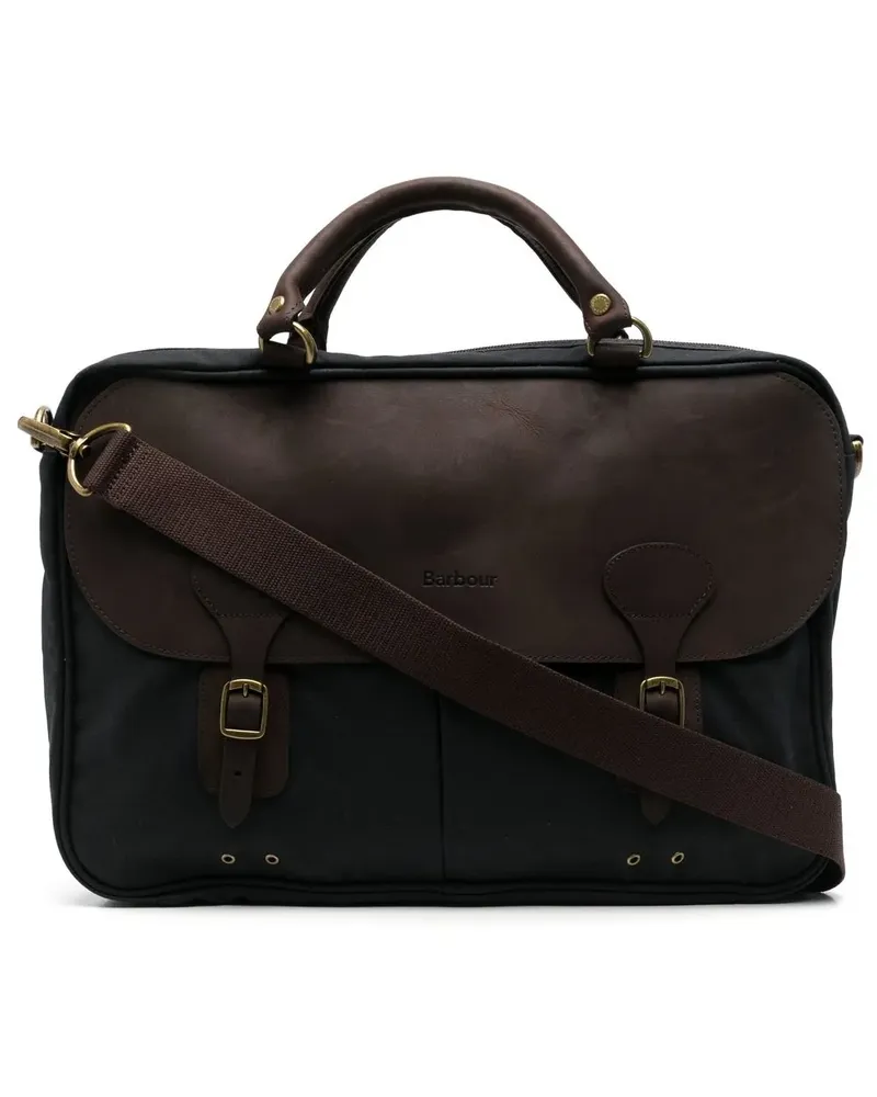 Barbour Aktentasche aus gewachstem Leder - Blau Blau