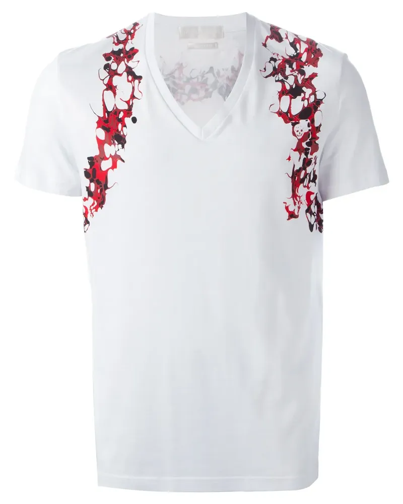 Alexander McQueen T-Shirt mit marmoriertem Print - Weiß Weiß
