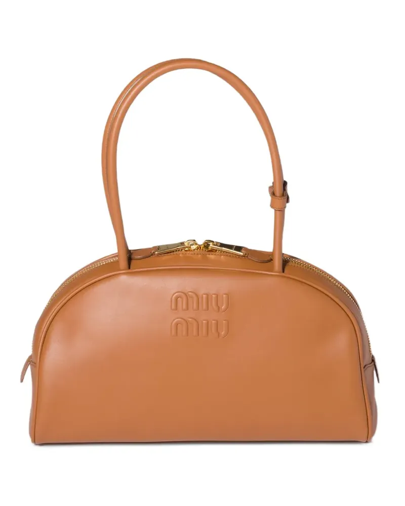 Miu Miu Beau embossed leather bag - Braun Braun