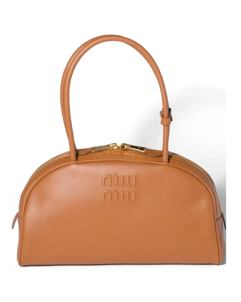 Miu Miu Beau embossed leather bag - Braun Braun
