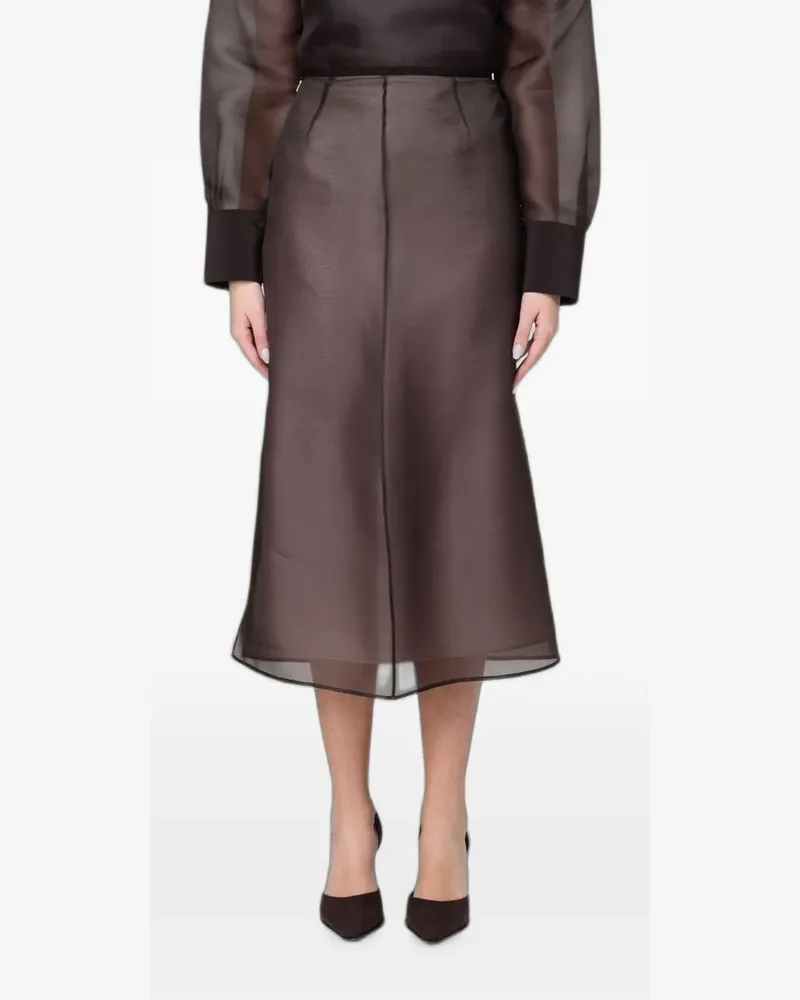 AGNONA silk midi high-waisted skirt - Braun Braun