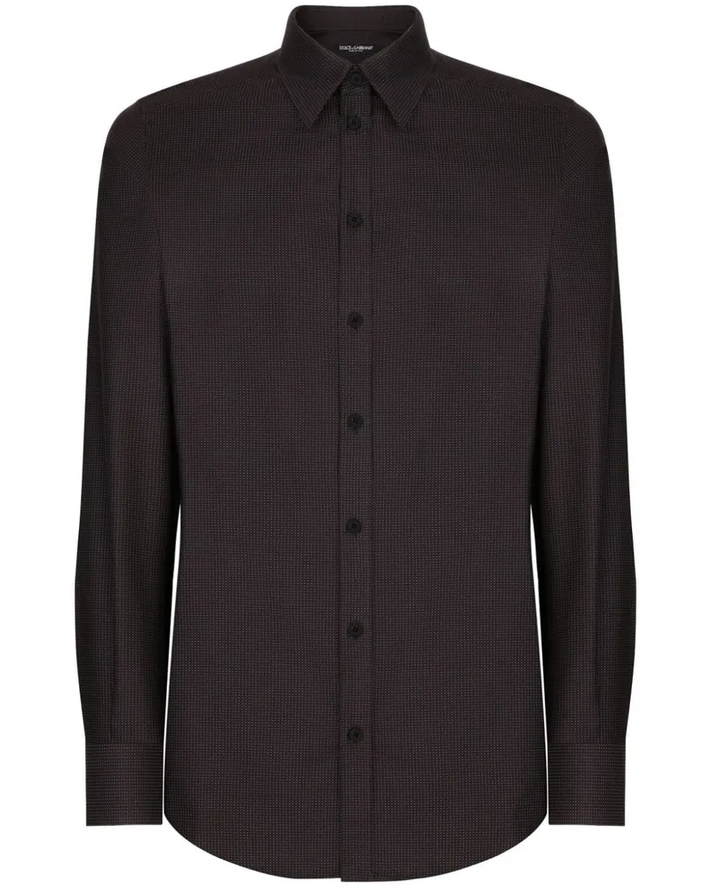 Dolce & Gabbana Hemd mit Mikro-Punktemuster - Schwarz Schwarz
