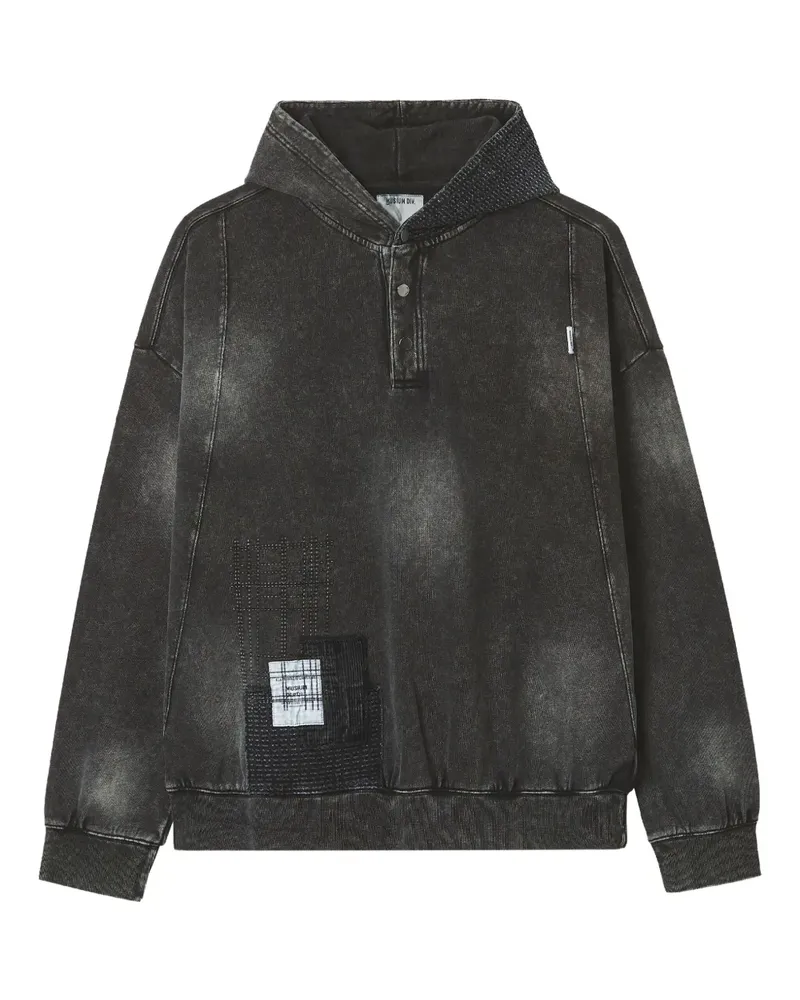 Musium Div. Hoodie mit Knopfapplikation - Schwarz Schwarz