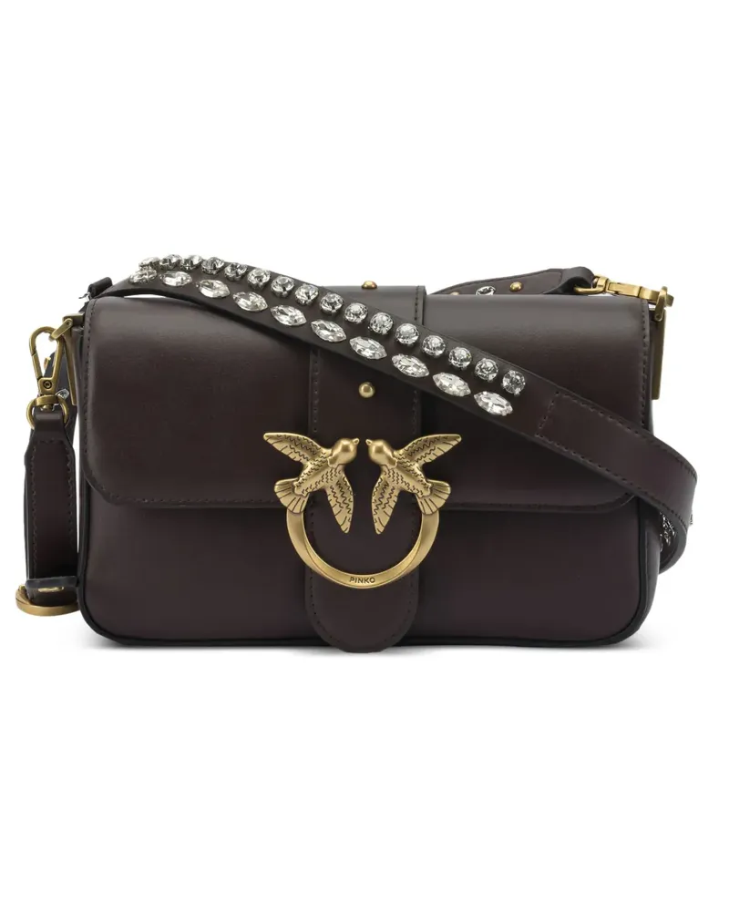 Pinko Love Birds Schultertasche mit Nieten - Braun Braun