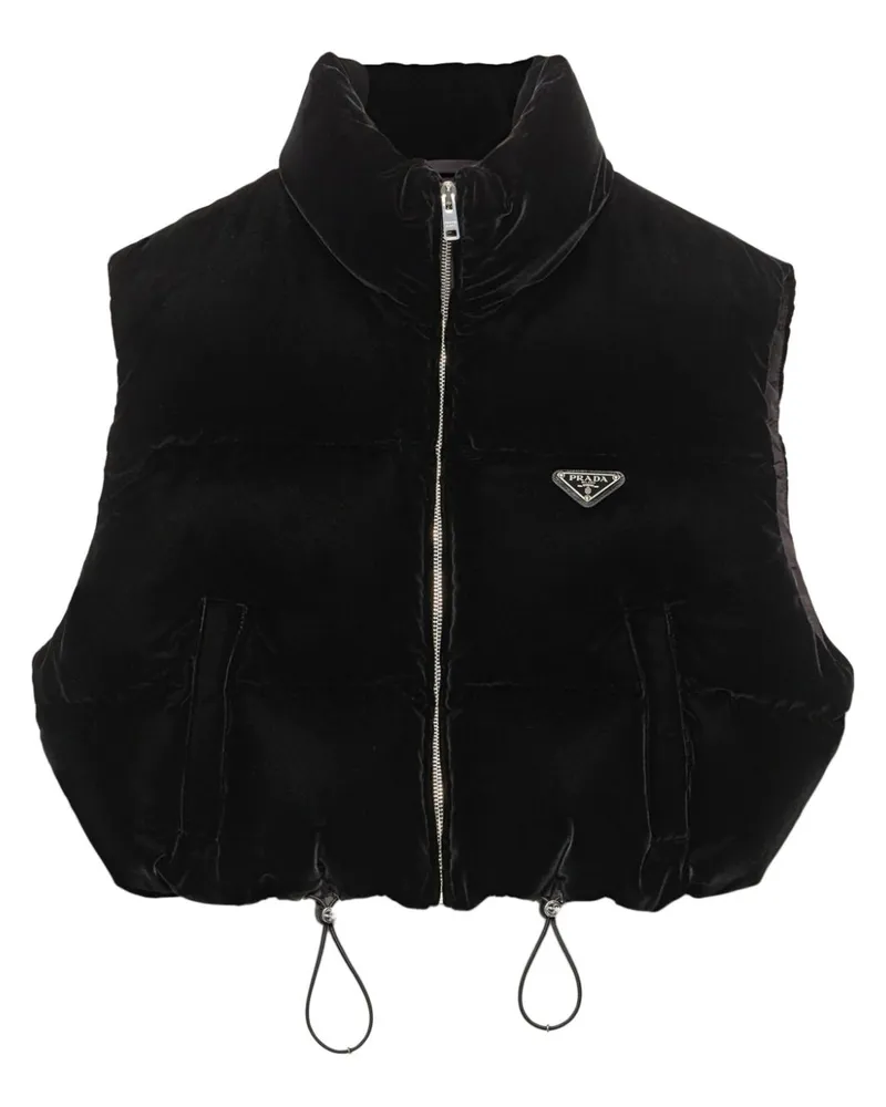 Prada Cropped-Weste mit Logo - Schwarz Schwarz