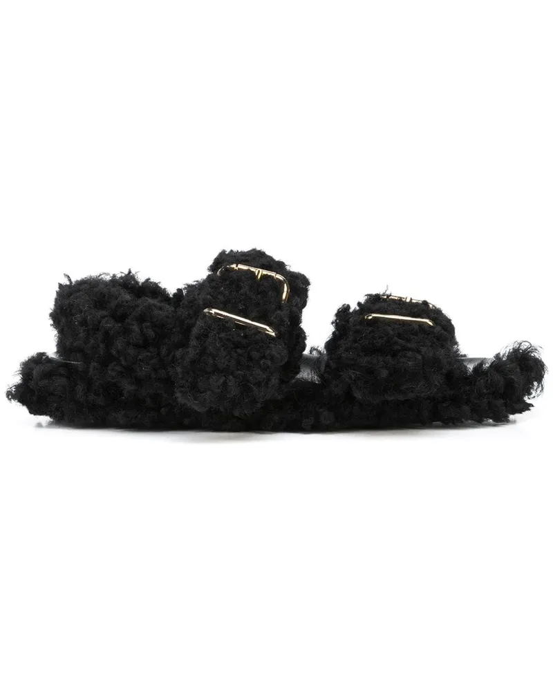 Marni Sandalen mit Shearling - Schwarz Schwarz