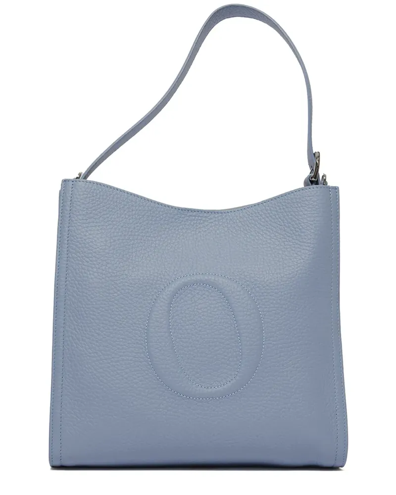Orciani Mittelgroße Her-O Schultertasche aus gekörntem Leder - Blau Blau