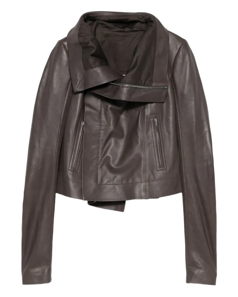 Rick Owens Asymmetrischer Ledermantel - Braun Braun