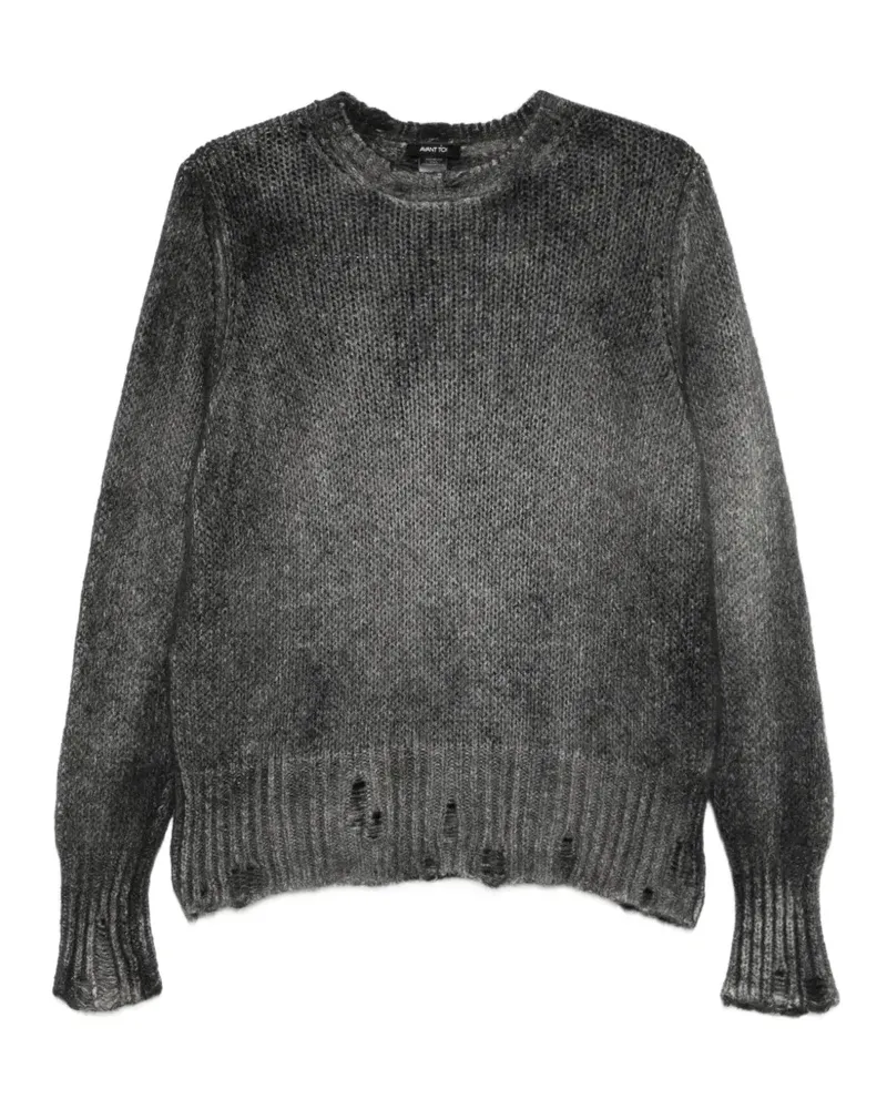 Avant Toi Melierter Pullover im Distressed-Look - Grau Grau
