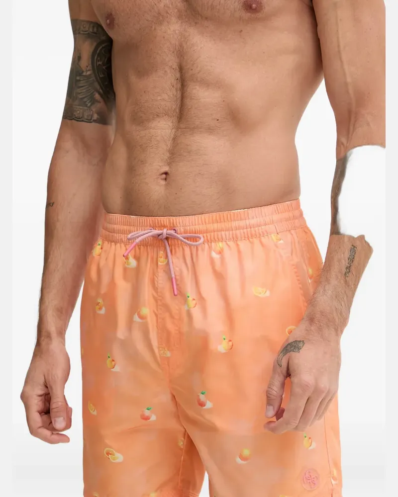 Guess fruit-print drawstring-waistband swim shorts - Orange Orange
