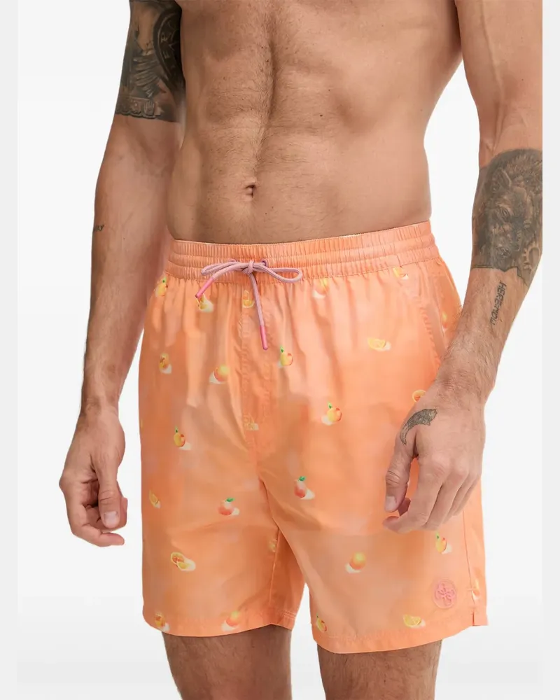 Guess fruit-print drawstring-waistband swim shorts - Orange Orange