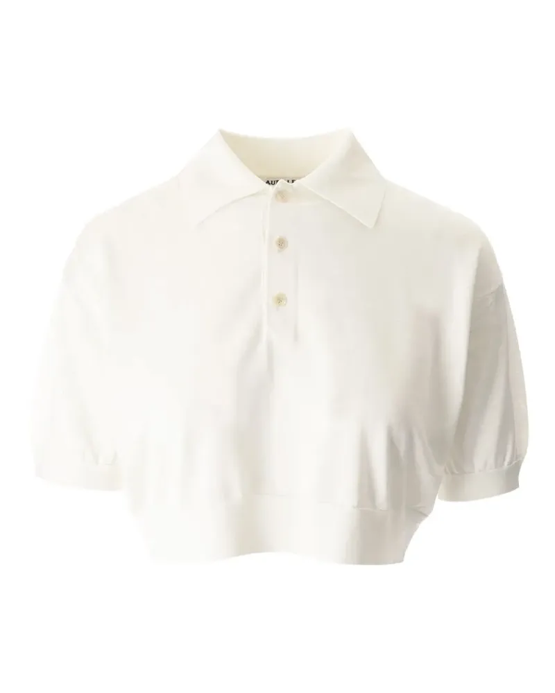 AURALEE silk cropped polo shirt - Nude Nude