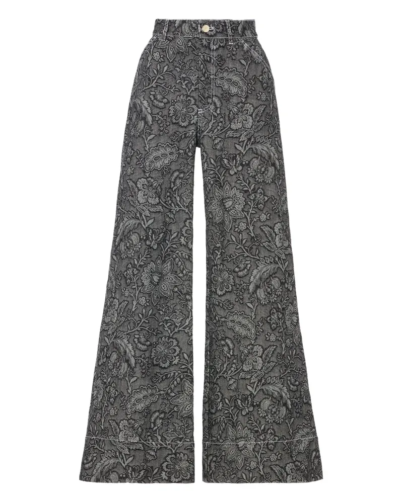 Temperley London Jacquard-Jeans mit Blumen-Print - Schwarz Schwarz