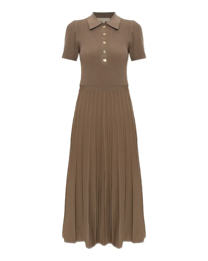 Michael Kors half-button pleated midi dress - Braun Braun