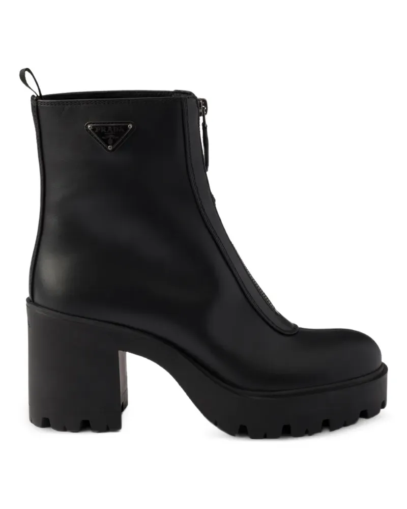 Prada leather ankle boots with zipper - Schwarz Schwarz
