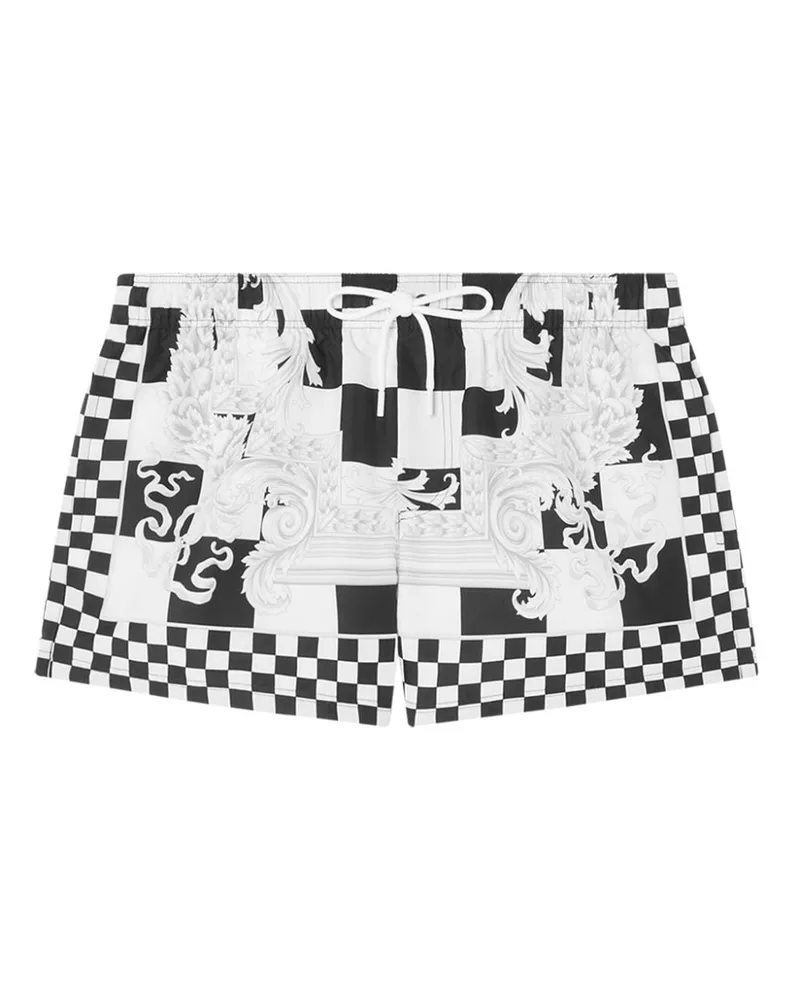 Versace Barocco Badeshorts mit Schachbrettmuster - Schwarz Schwarz