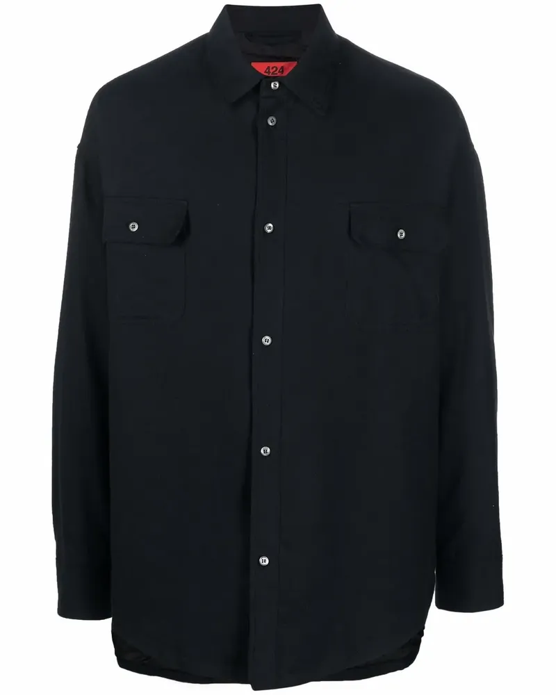 FourTwoFour on Fairfax Fairfax Hemdjacke - Schwarz Schwarz