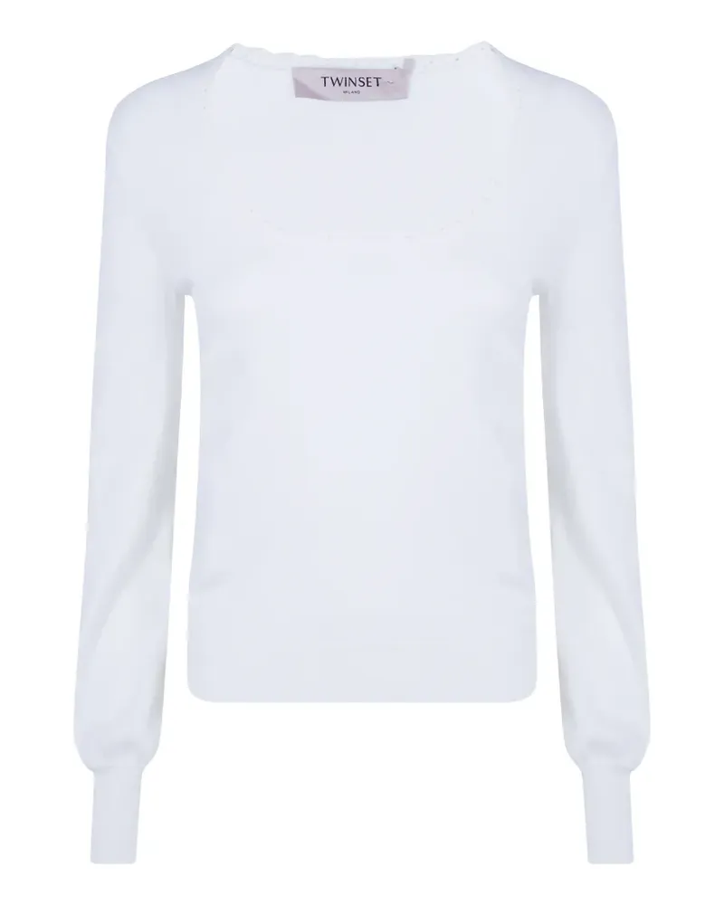 Twin-Set Pullover mit U-Ausschnitt - Weiß Weiß