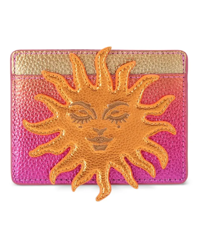Kurt Geiger sun-motif grain leather card holder - Rosa Rosa