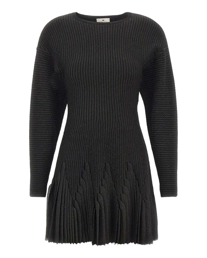 Elisabetta Franchi ribbed pleated mini dress - Schwarz Schwarz