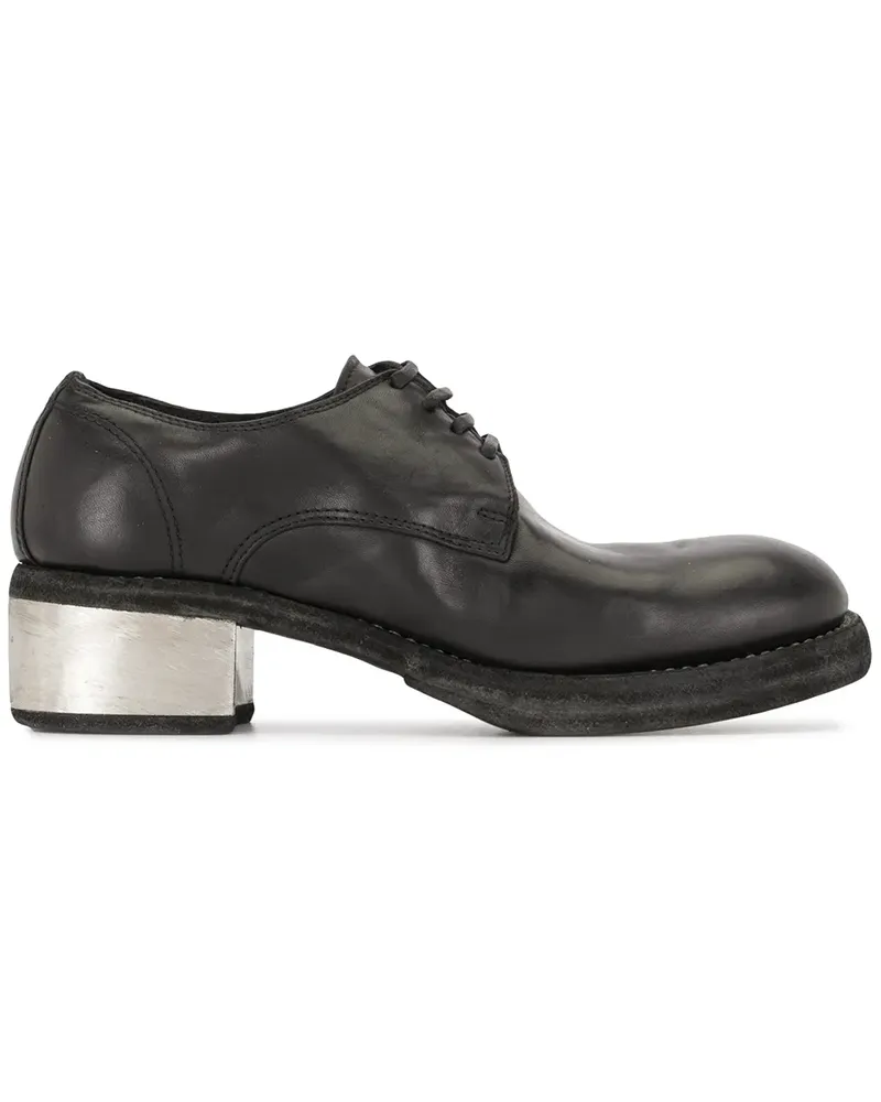 GUIDI Schnürschuhe mit Kontrastabsatz - Schwarz Schwarz
