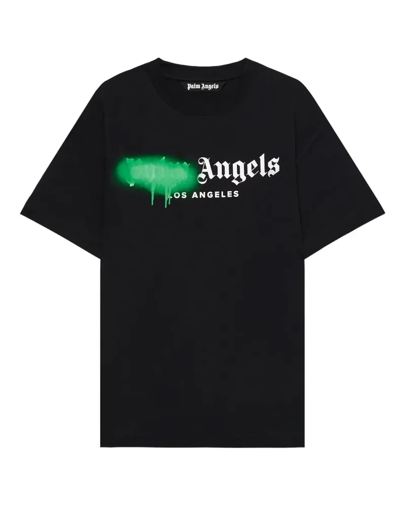 Palm Angels Spray City Los Angeles dripping logo T-shirt - Schwarz Schwarz