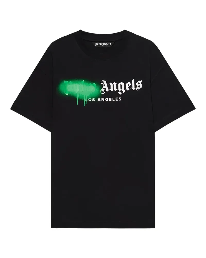 Palm Angels Spray City Los Angeles T-Shirt mit tropfendem Logo - Schwarz Schwarz