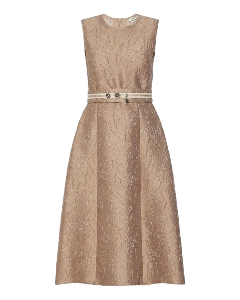 Max Mara Stmskipper Midikleid aus Blumenjacquard mit Gürtel - Braun Braun