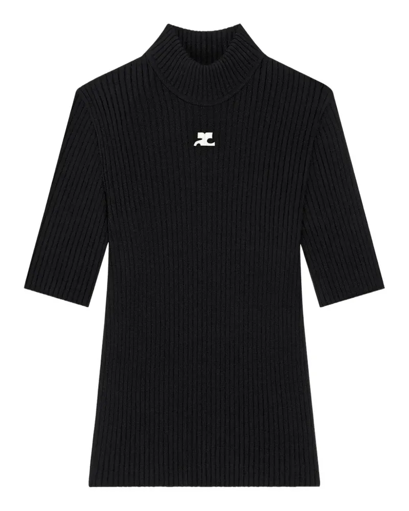 Courrèges Reedition T-Shirt aus Rippstrick - Schwarz Schwarz