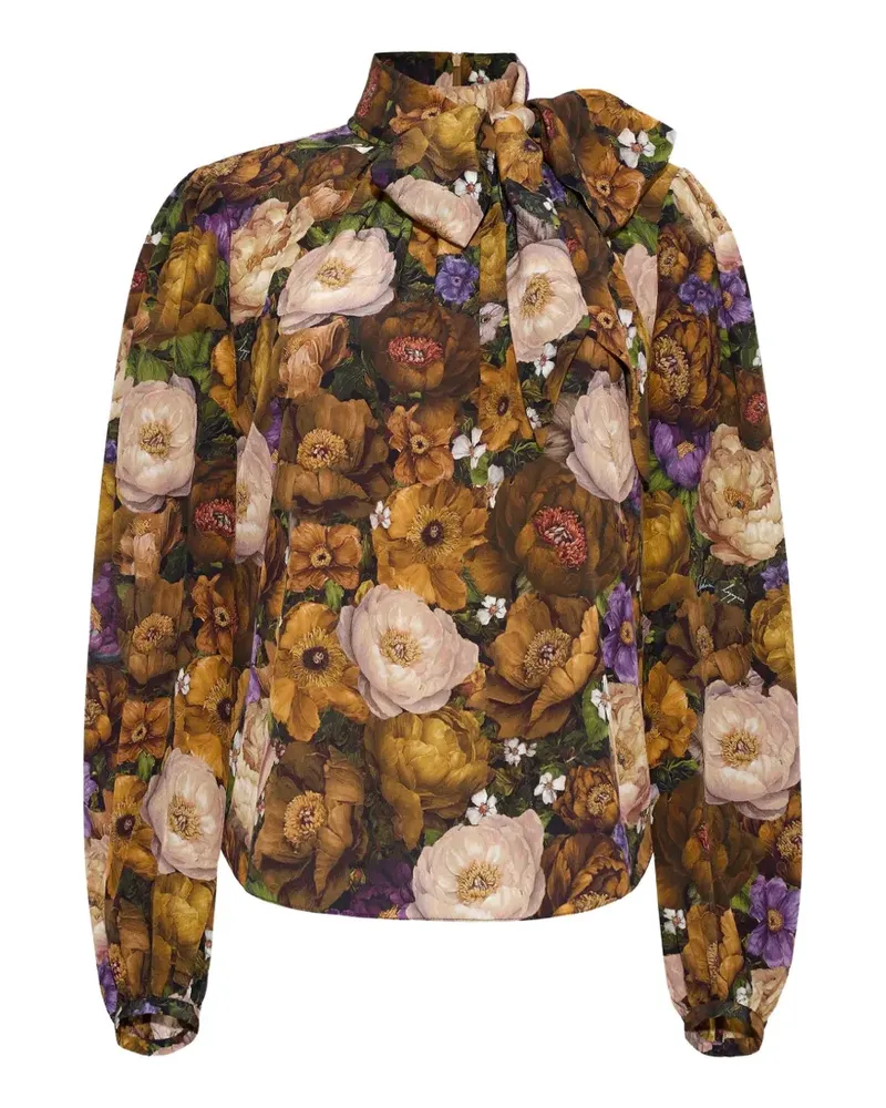 Adam Lippes Joan Seidenbluse mit Blumenprint - Gelb Gelb